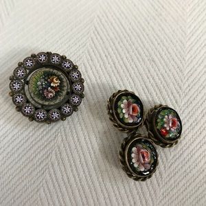 Vintage micro mosaic brooches
